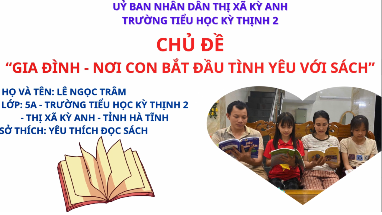 SÂN CHƠI VỚI CHỦ ĐỀ: “GIA ĐÌNH - NƠI CON BẮT ĐẦU TÌNH YÊU VỚI SÁCH” CỦA TRƯỜNG TIỂU HỌC KỲ THỊNH 2 – THỊ XÃ KỲ ANH.  